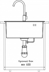 Мойка GF METAL нерж.сталь AISI 304 PVD графит 1 чаша 500*500*215 мм арт.GF-5050 PVD графит