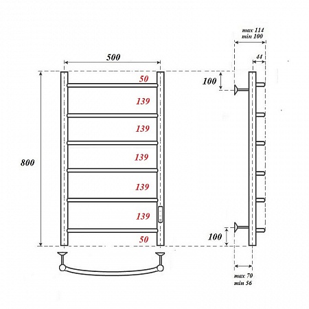 Полотенцесушитель электрический Point Афина PN04858W П6 500x800 диммер справа, белый