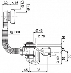 Сифон для ванны LORENA полуавтомат