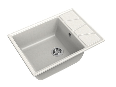 Мойка кухонная GranFest VERTEX GF-V-680L чаш+кр 680*500мм, белый, мрамор  