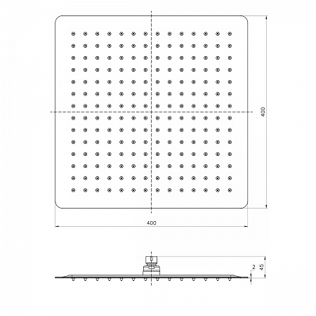 Душевая лейка верхняя Lemark LM9489S, квадратная, 400х400 мм., нерж. сталь