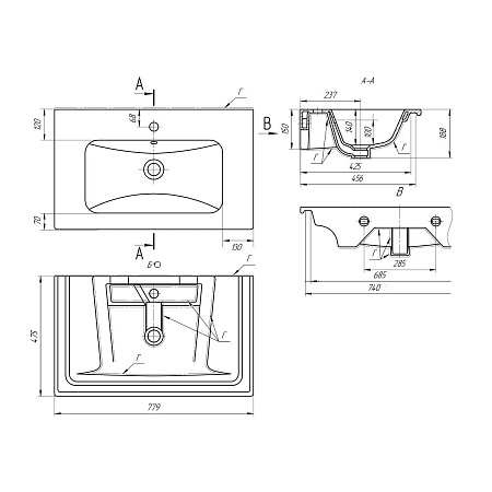 Умывальник мебельный Dreja Эйфория-80