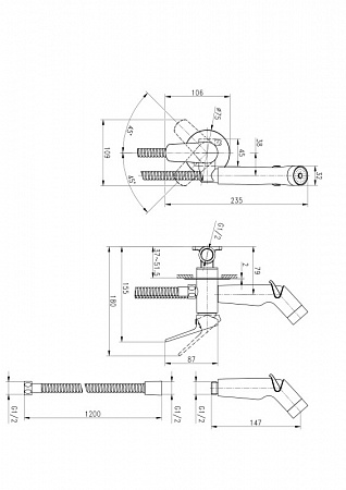 Смеситель Cersanit с гигиеническим душем FLAVIS встраиваемый однорычажный
