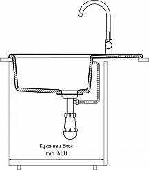 Мойка кухонная GranFest LEVEL GF-LV-760L чаш+кр 760*500мм иней, мрамор  