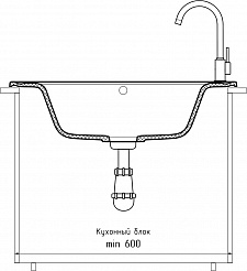 Мойка кухонная GranFest QUARZ GF-ZW-71 чаша+кр 760*480 (черный)