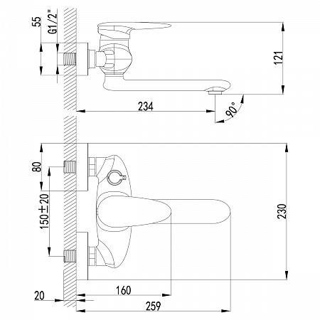 Смеситель Lemark Status LM4414C для ванн