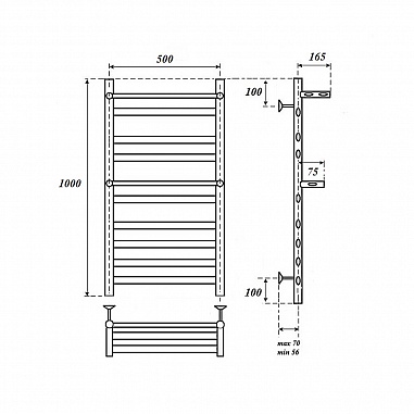Полотенцесушитель водяной Point Артемида PN14150P П8 500x1000 c двумя полками, хром
