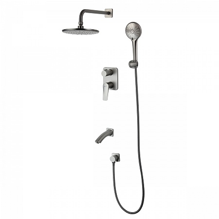 Смеситель Lemark Bronx LM3722GM для ванны и душа встраиваемый с дополнительной 3-функц. лейкой, граф