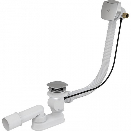Сифон для ванны с напуском воды через перелив,  пластик хромированный (длина 100 см), арт. A564CRM2-