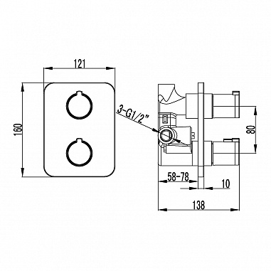 Термостат Lemark Yeti LM7843C для душа встраиваемый, без аксессуаров, хром