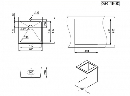 Стальная кухонная мойка Granula GR-4600 сталь сатин