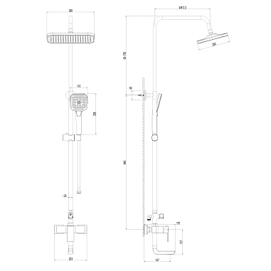 Душевая система AWP Urgun S2962C с тропическим душем и поворотным изливом, хром