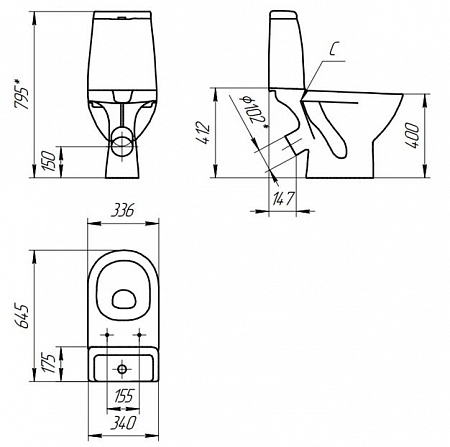 Компакт Cersanit GRANTA 031 3/6 DPL EO