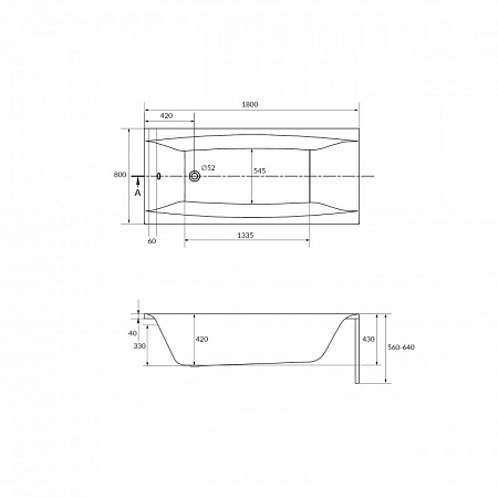Ванна Cersanit прямоугольная VIRGO 180x80 белый.