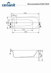 Ванна Cersanit прямоугольная FLAVIA 170x70 белый