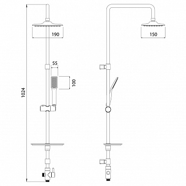 Душевой гарнитур Lemark LM8804С без смесителя c верхней душевой лейкой "Тропический дождь", хром
