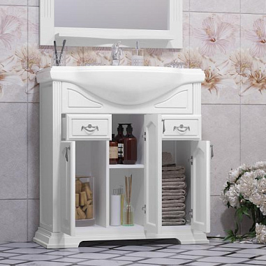 Тумба OPADIRIS Риспекто 80, белый матовый (под раковину Kirovit Классик 80)