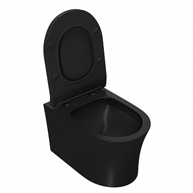 Унитаз подвесной Point Вега безободковый, черн мат сиденье дюропласт микролифт быстросъем PN41711BM