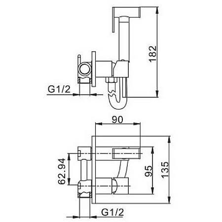 Гигиенический душ HAIBA HB5515-7, латунь, черный