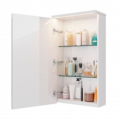 Шкаф зеркальный Lemark ZENON 45х80см 1 дв, петли слева, с козырьком-подсветкой, с розеткой, Белый гл