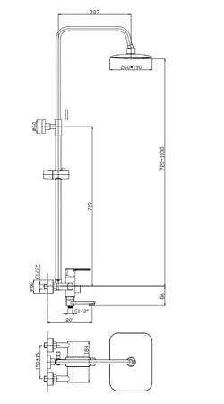 Душевая система HAIBA HB2402, тропический душ, латунь, хром
