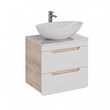 Столешница Lemark OLIVIA 65см под 1 раковину из стекла, цвет: Белый