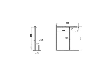 Поручень Vitra Arkitekta A44469 опорный напольный под углом 90 Хром