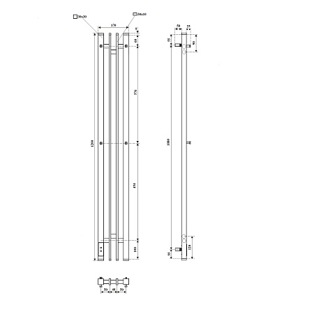 Полотенцесушитель электрический Point Фрея PN20722GB П2 140x1200 диммер слева, графит блеск