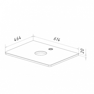 Столешница Lemark OLIVIA 65см под 1 раковину из стекла, цвет: Белый