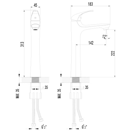 Смеситель AWP Agura S0709C для раковины монолитный высокий, хром