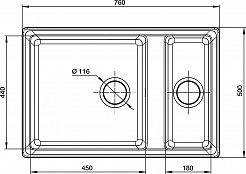 Мойка кухонная GranFest LEVEL GF-LV-760K 1.5-чаши 760*500мм бежевый, мрамор  