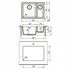 Мойка кухонная Lemark SINARA 550.2-U серый шёлк