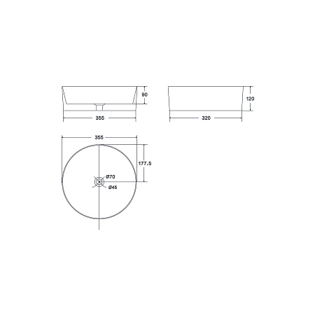 Умывальник накладной, круглый, золото брашированное, Point Виктория 37, PN43064GB