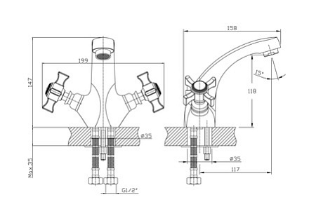 Смеситель для раковины HAIBA HB1024, латунь, хром
