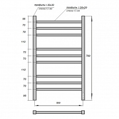 Полотенцесушитель электрический Point Вега PN71858B П9 500x800, диммер справа, черный