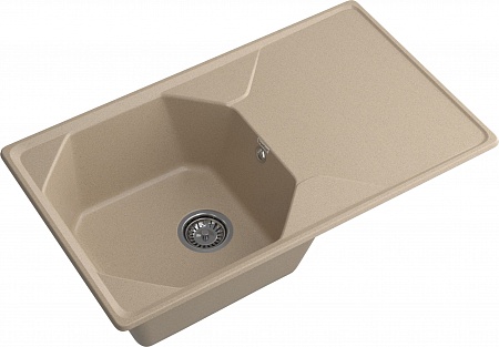 Мойка кухонная GranFest UNIQUE GF-U-840L чаш+кр 840*500мм песочный, мрамор  
