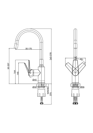 Смеситель Cersanit для кухни MODUO однорычажный с гибким изливом, хром