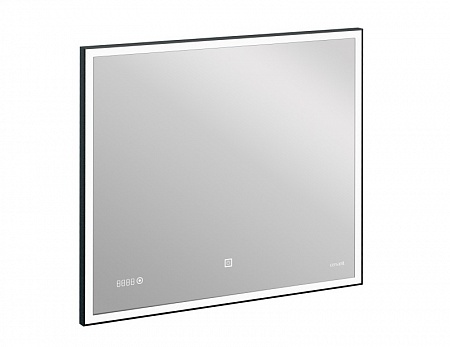 Зеркало LED 011 design 100x80 с подсветкой часы металл. рамка прямоугольное