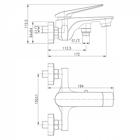 Смеситель Lemark Allegro LM5914CW для ванны с коротким изливом, хром/белый