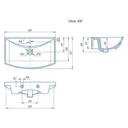 Умывальник мебельный OPADIRIS Kirovit Стиль 65