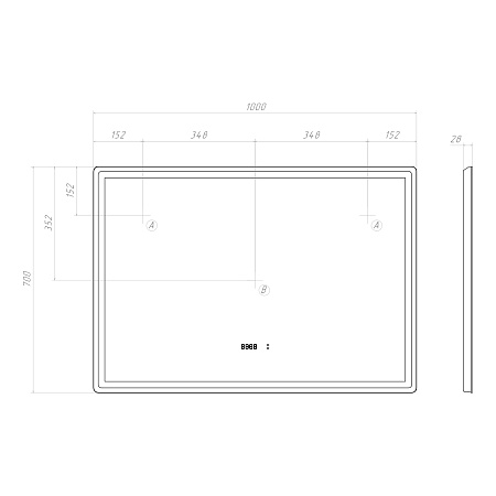 Зеркало VIGO Geometry Luxe 1000 