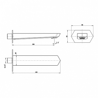 Наполнитель для ванны Lemark LM3981C встраиваемый, 169 мм, для LM3922C, хром