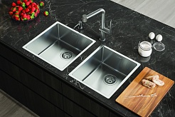 Мойка кухонная Alveus Kombino 30 KMB FI 440х440х195 F/S нержавеющая сталь, с сифоном