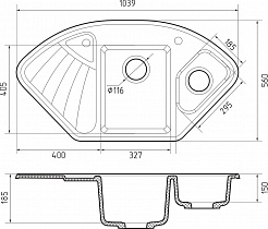 Мойка кухонная GranFest Corner GF-C1040E черный