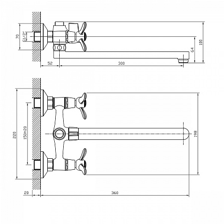 Смеситель Rossinka Q02-80 для ванны
