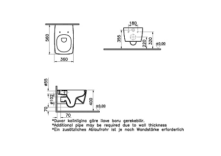 Унитаз Vitra Metropole Rim-Ex 7672B083-0101,подвесной, безободковый, цвет Матовый Черный
