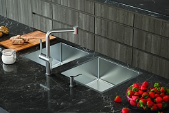 Мойка кухонная Alveus Kombino 30 KMB FI 440х440х195 F/S нержавеющая сталь, с сифоном