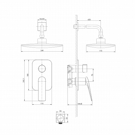 Смеситель Lemark Allegro LM5929CW для душа встраиваемый с дополнительной 1-функциональной лейкой, хр