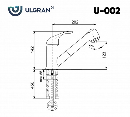 Смеситель для кухни Ulgran U-002-343, антрацит