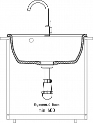 Мойка кухонная GranFest VERTEX GF-V-580 1-чаш 580*500мм кашемир, мрамор  